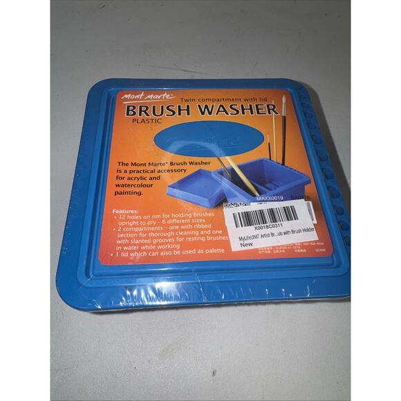 Mont Marte Twin Compartment Plastic Brush Washer, Brush Cleaning and Drying New - Picture 1 of 2
